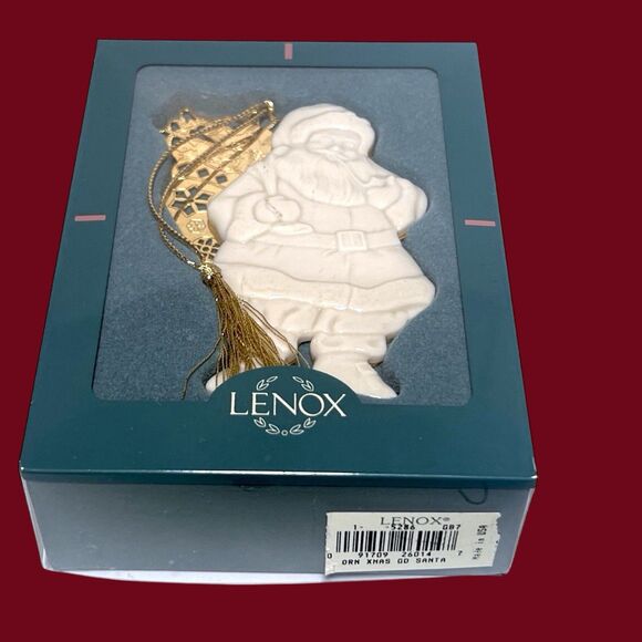 VINTAGE 1997 Lenox Christmas Ornament with Box  Santa with Gold Bag of Gifts - Picture 2 of 4